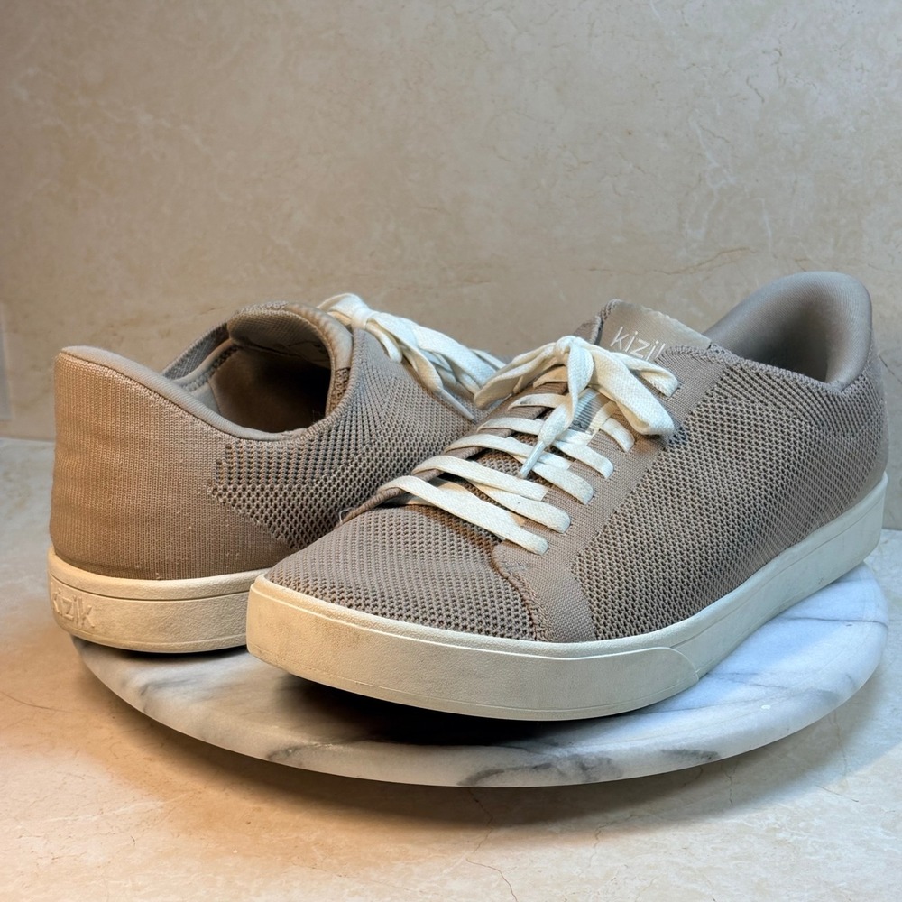 Kizik Hands Free Lace Up Knit Sneakers Taupe W 11 M‎ 9.5 Handsfree Athletic